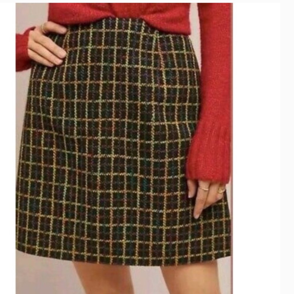 NWT anthropologie black plaid mini skirt - Picture 2 of 8